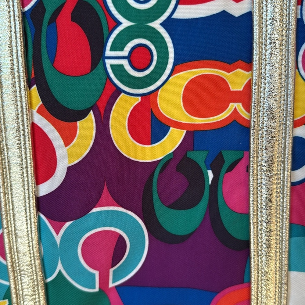 RARE Y2K Coach poppy tote bright and vibrant colors with gold accents - Picture 5 of 10